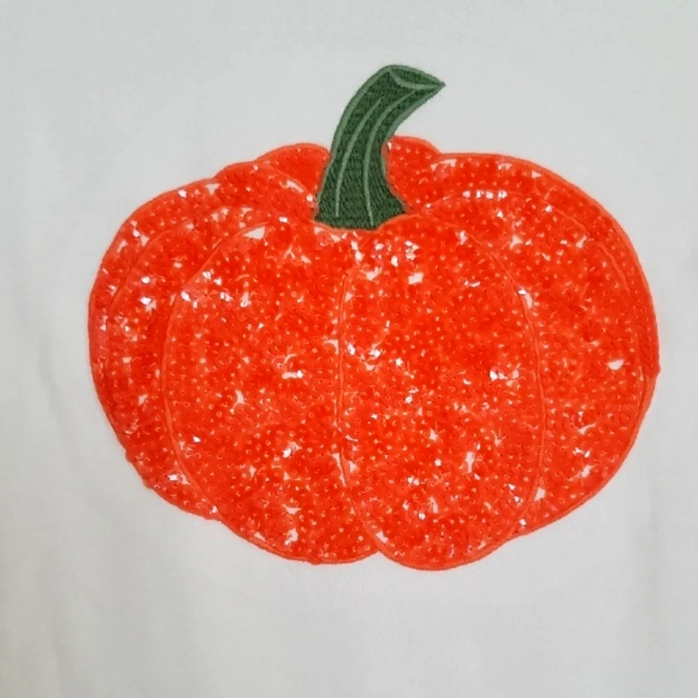 J. Crew White and Orange Pumpkin Graphic Tee